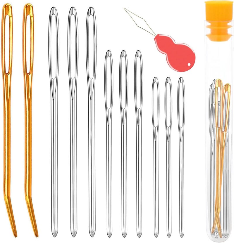 pikdmin 11pcs Large Eye Sewing Needles Kit, Stainless Steel Large-Eye Blunt Needles & Bent Tapestry Needles for Tapestry,Sewing Wool,Weaving,Darning,Leather, Carpet Canvas Repair - Image 1